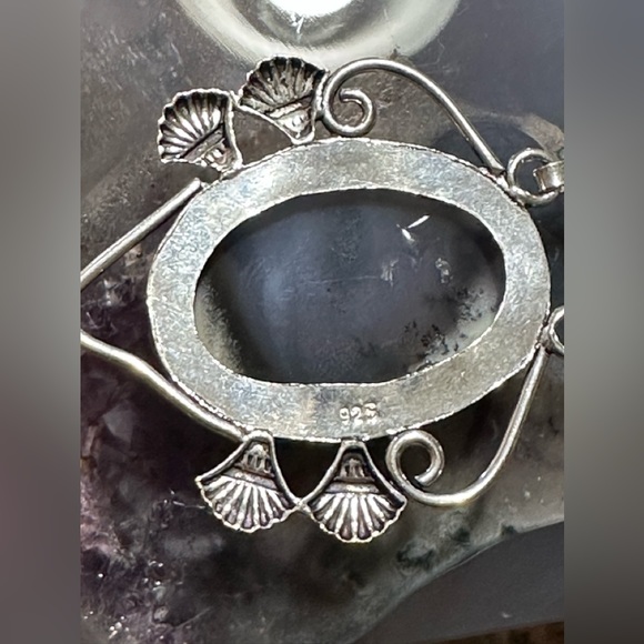 Boho Style Necklace with Natural Dendritic Agate and Biwa Pearls - Picture 5 of 8